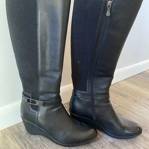 Blondo DSW Black Wedge Calf-High Boots